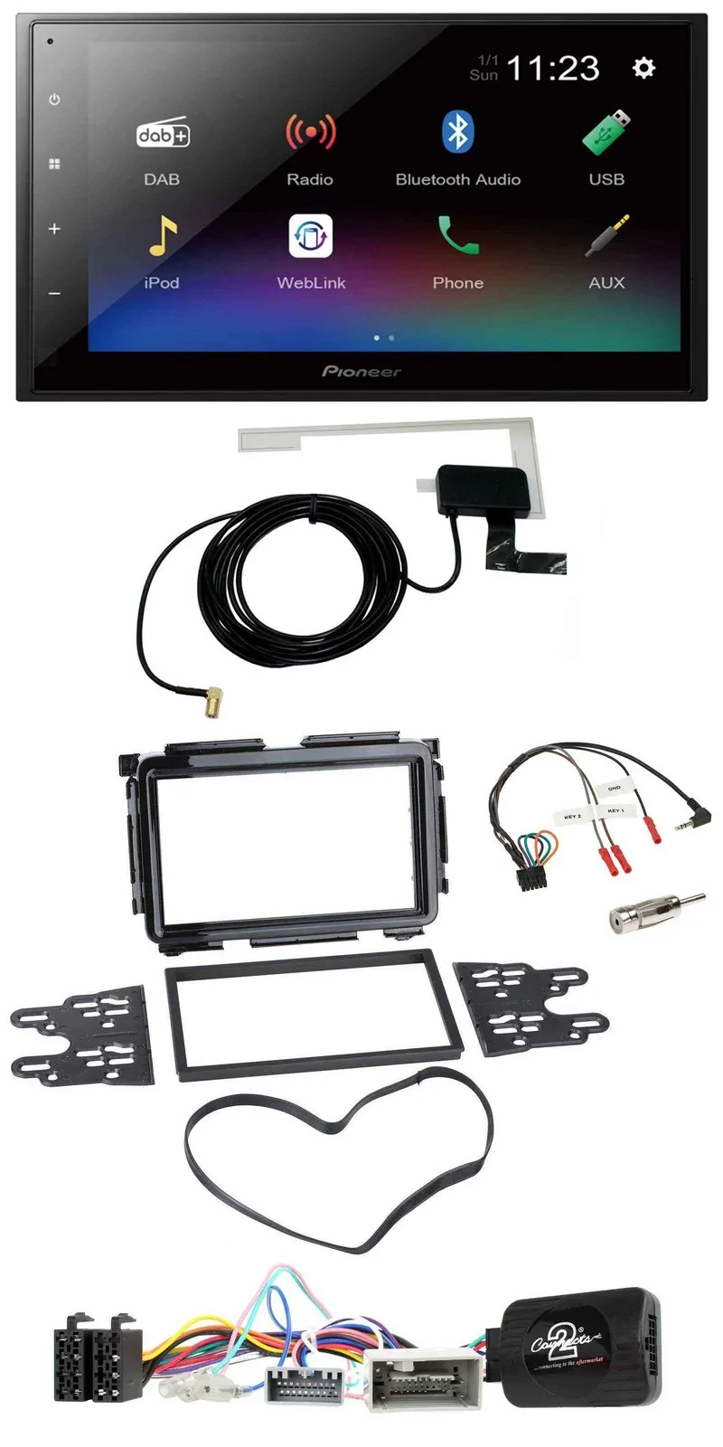 Pioneer DAB Lenkrad Bluetooth 2DIN USB Autoradio für Honda HR-V RU ab 2015 schwa