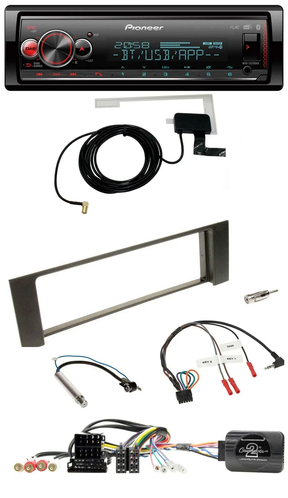 Pioneer Bluetooth DAB USB Lenkrad Autoradio für Audi A4 00-09 ISO Fakra teilakti