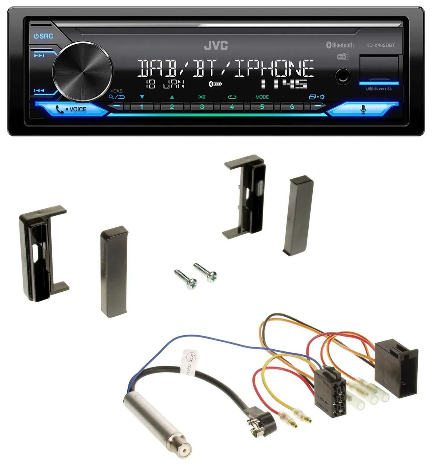 JVC Bluetooth DAB USB MP3 Autoradio für Audi TT (1998-2006) - ISO