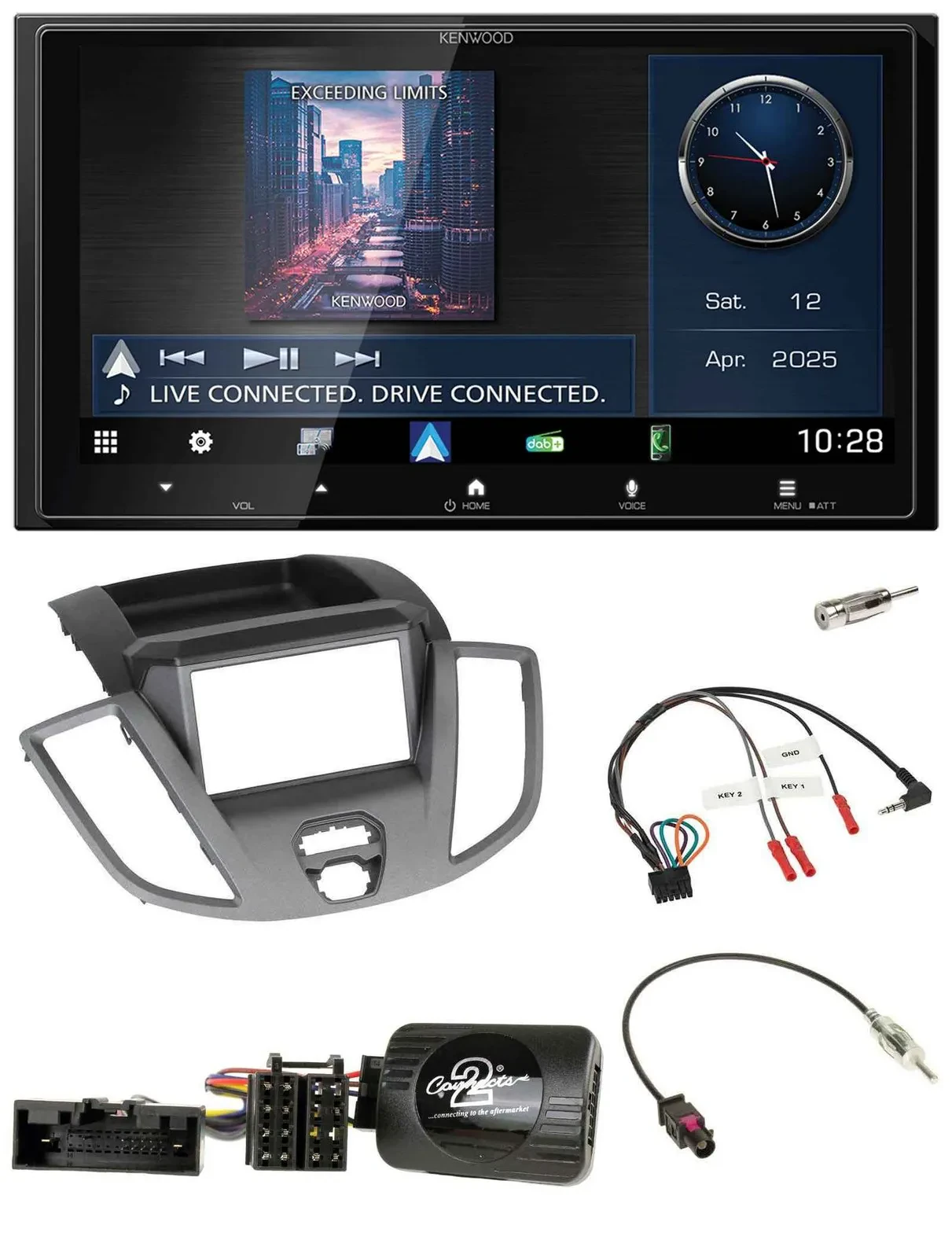 Kenwood Bluetooth 2DIN USB DAB Lenkrad Autoradio für Ford Transit V363 2014-2018
