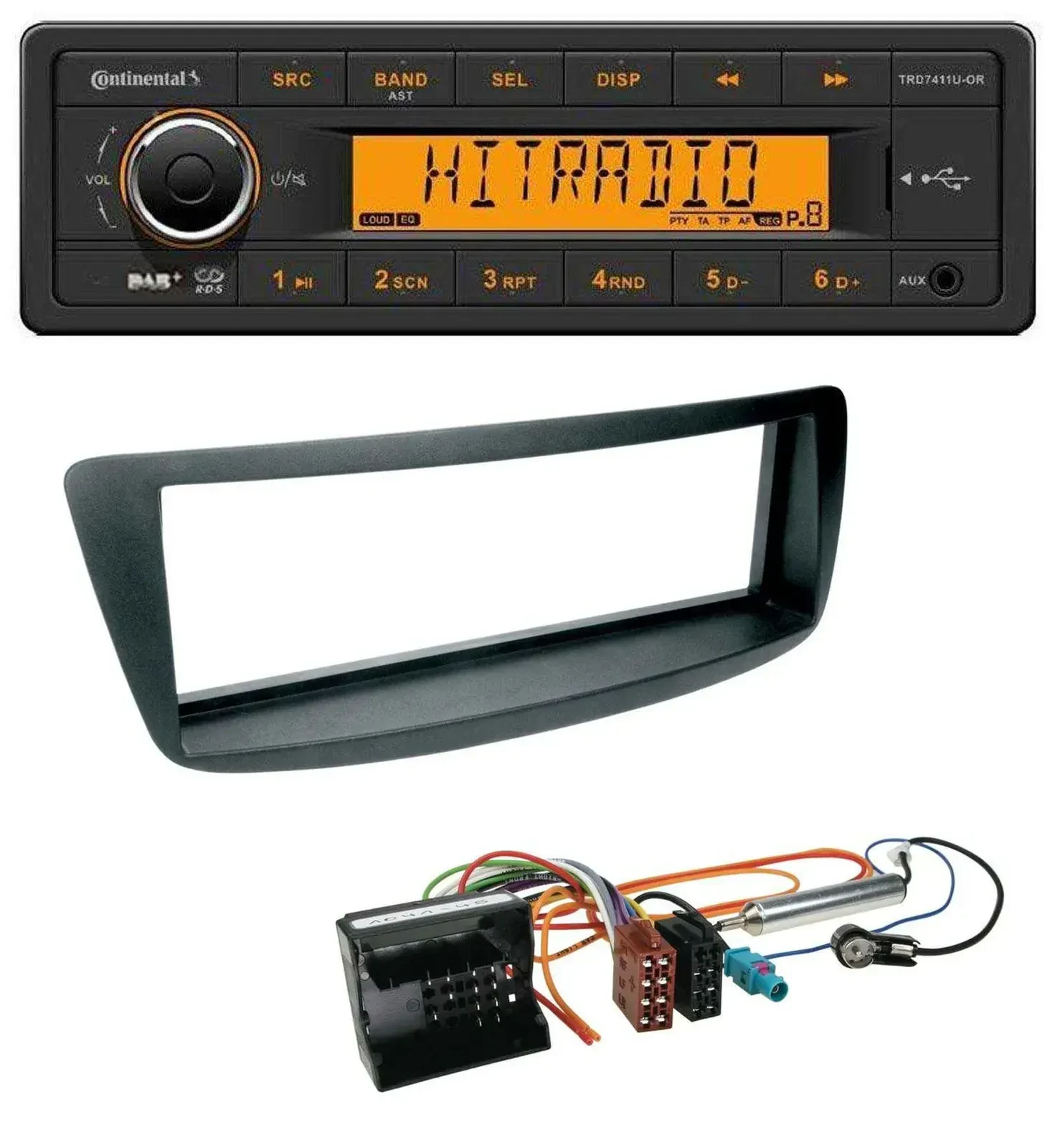 Continental 1DIN DAB MP3 AUX USB Autoradio für Citroen C1 Peugeot 107 Toyota Ayg