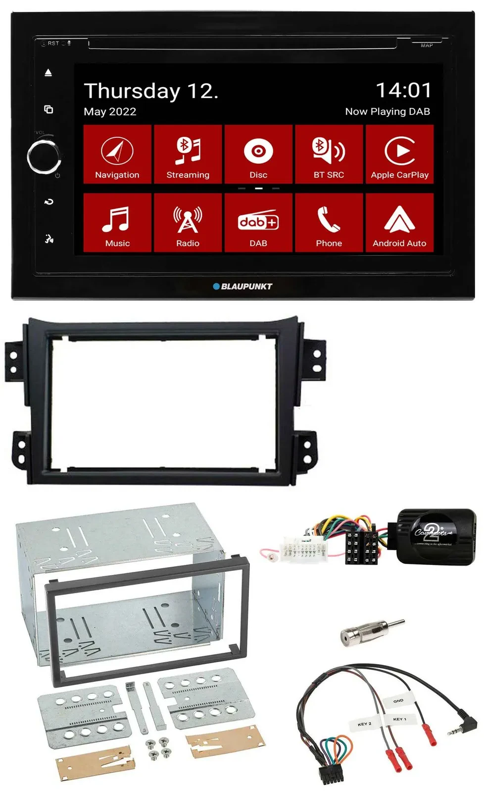 Blaupunkt 2DIN Lenkrad Bluetooth USB TMC DAB Navigation für Opel Agila B Suzuki