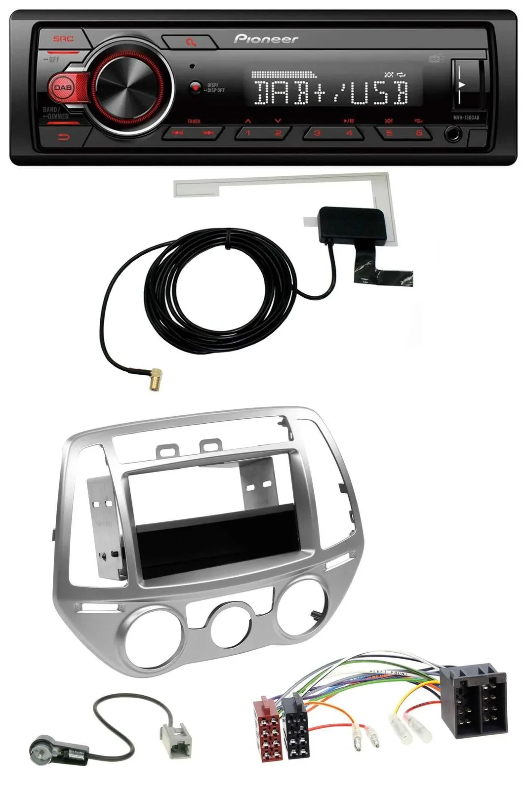 Автомагнитола Pioneer 1 DIN MP3 DAB USB AUX для Hyundai i20 (2012–2014), ручной климат