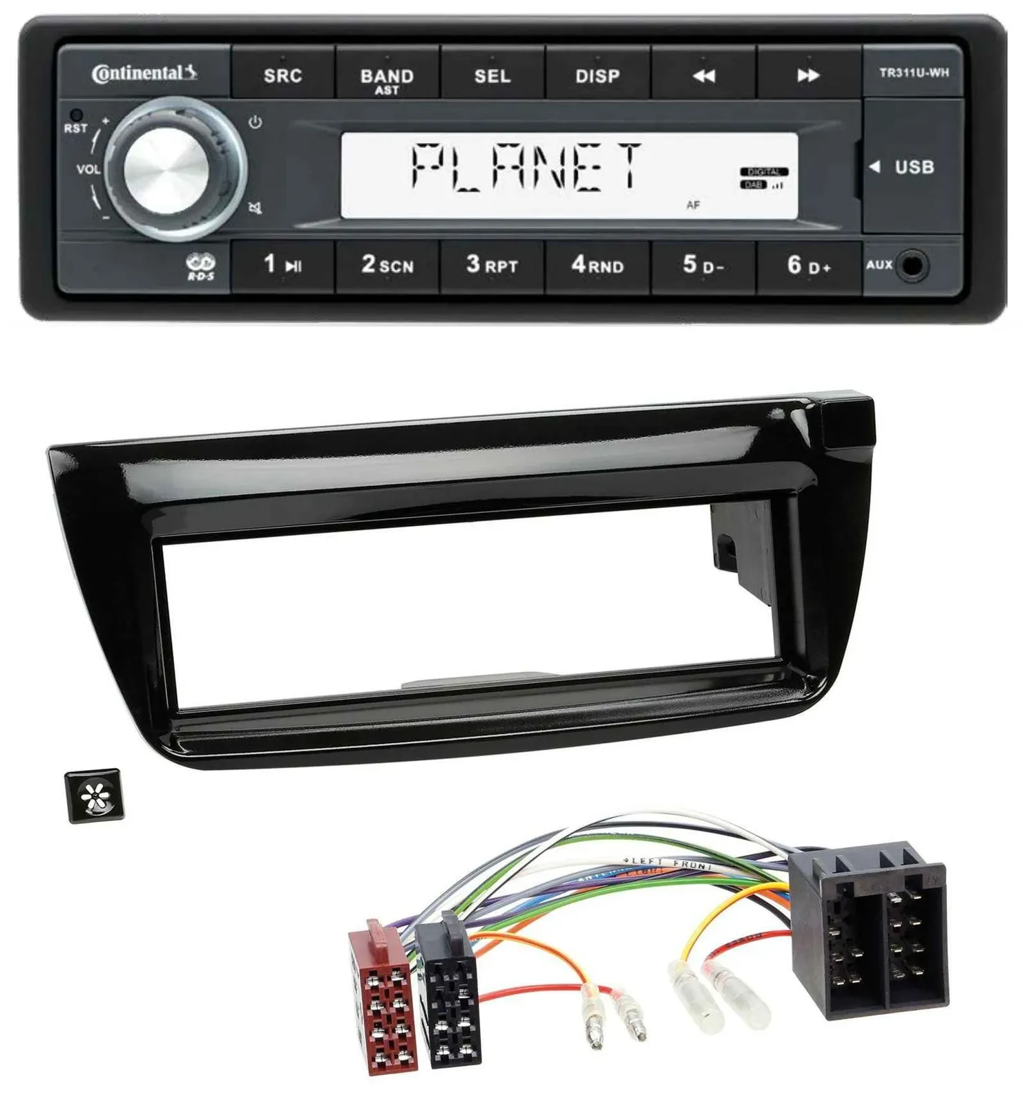 Автомагнитола Continental 1-DIN USB MP3 AUX для Opel Combo (с 2011) и Fiat Doblo (2012–2015)