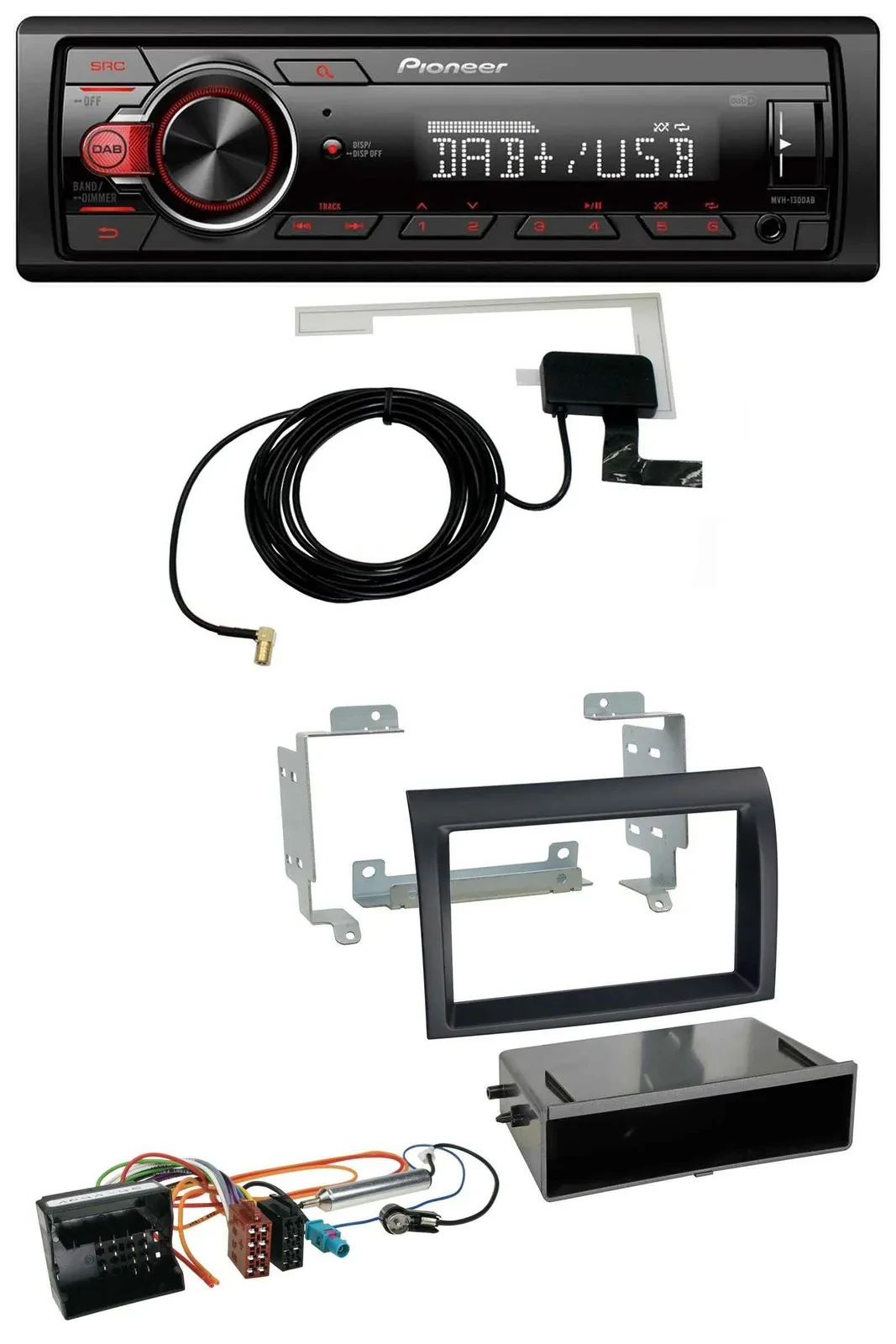 Pioneer 1DIN MP3 DAB USB AUX Autoradio für Citroen Jumper Quadlock 06-11 schwarz