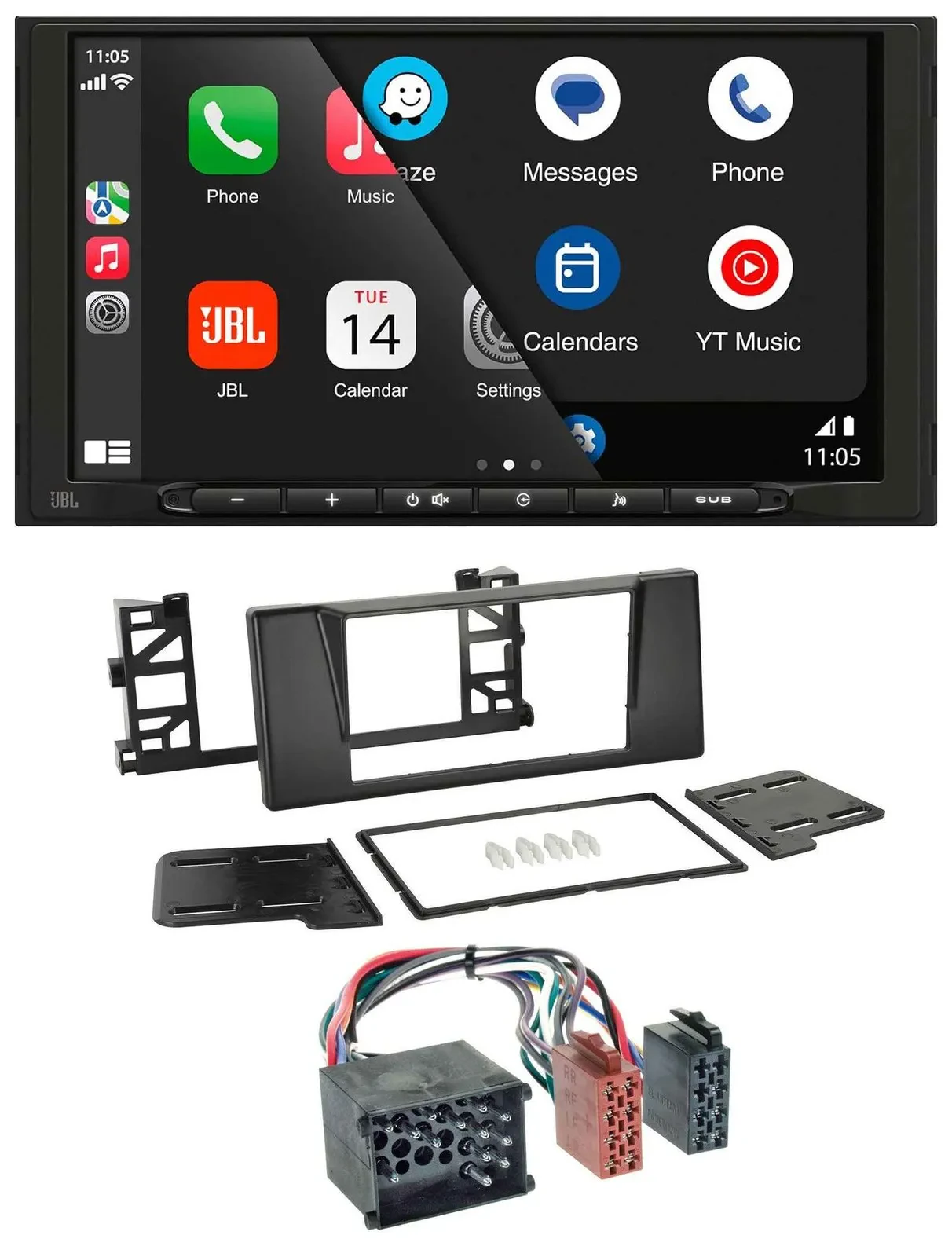 JBL USB 2DIN MP3 Bluetooth AUX Autoradio für BMW 5er (E39) X5 Rundpin