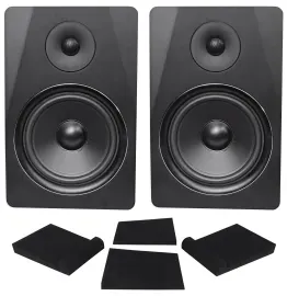 (2) Rockville DPM8B Dual Powered 8" 600w Active Recording Studio Monitors+Pads