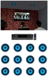 Technical Pro 6-Zone Home Theater Bluetooth Receiver+(12) 6.5" Blue LED Speakers