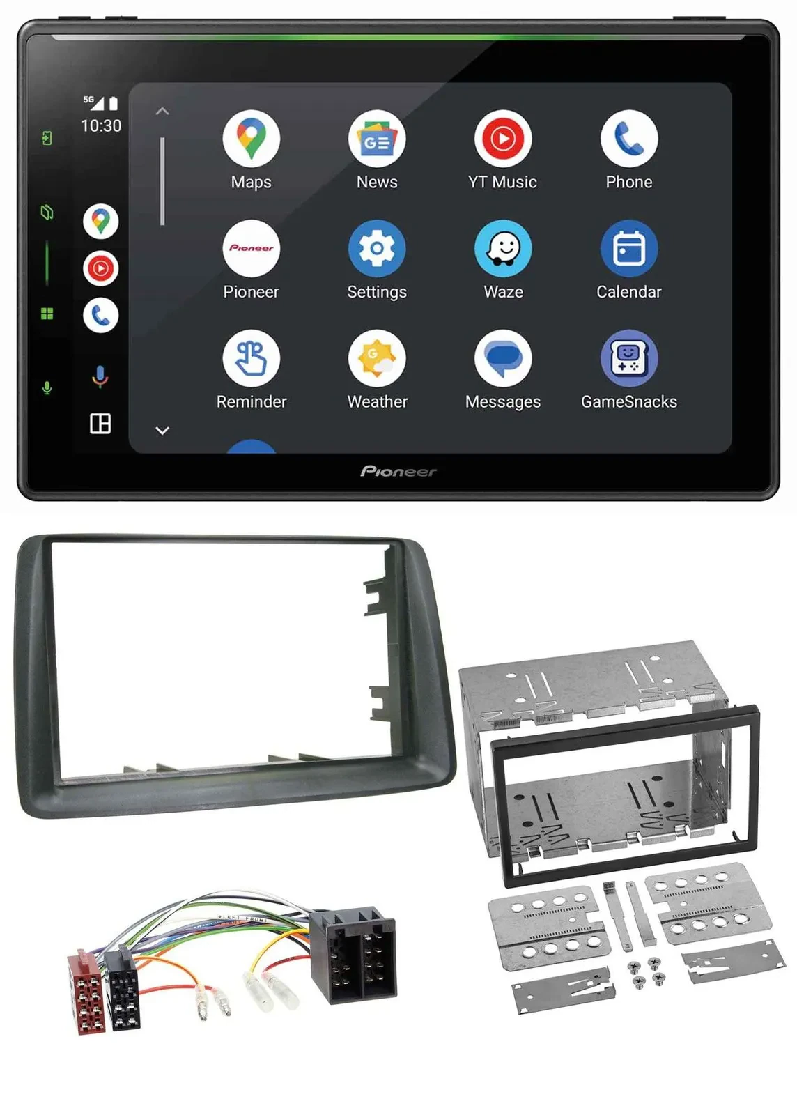 Pioneer 2DIN MP3 USB Bluetooth DAB Autoradio für Fiat Panda 2003-2012 grau