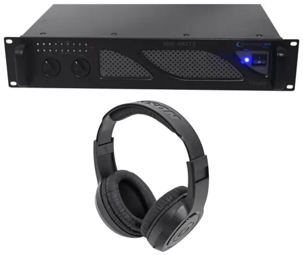 Technical Pro PX3000 Professional 2U 2-Ch. 3000W Power DJ Amplifier+Headphones