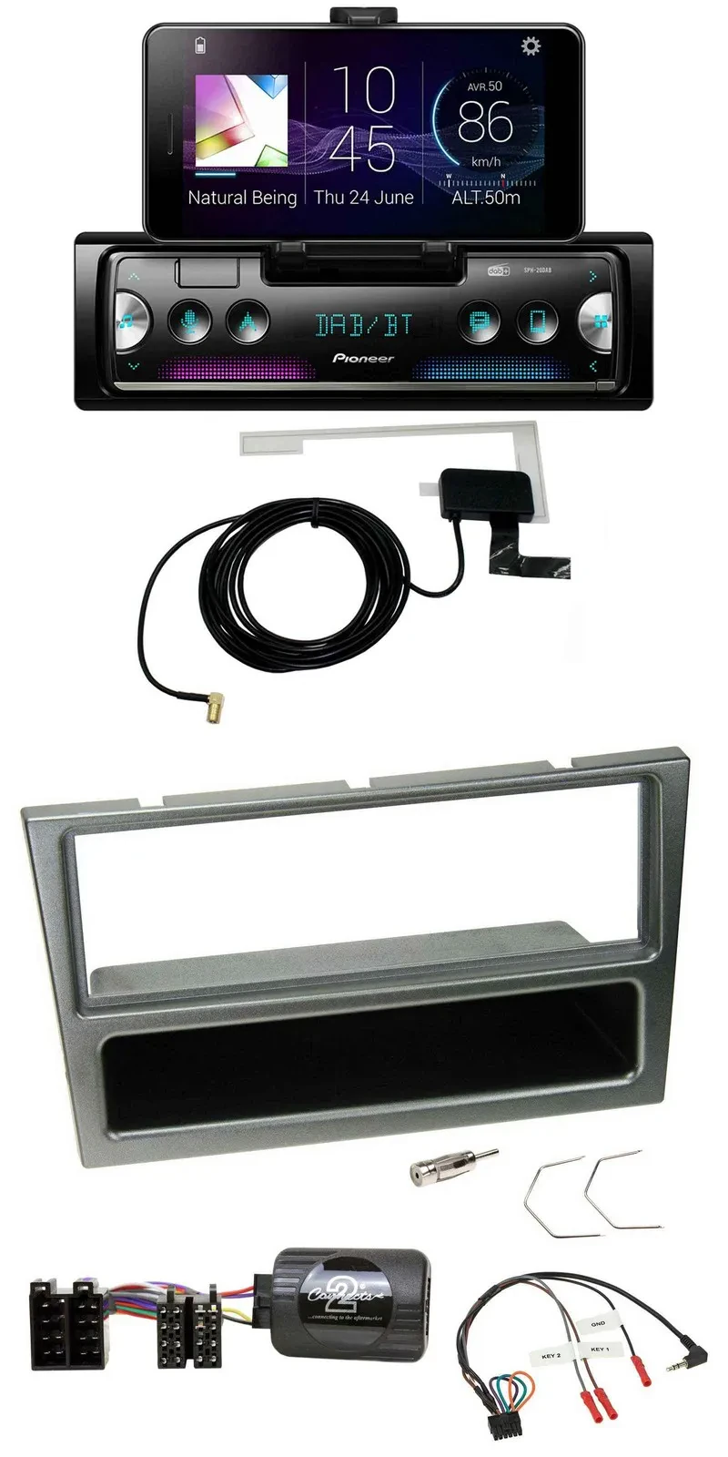 Pioneer DAB Bluetooth Lenkrad USB Autoradio für Opel Corsa C 00-04 aluminium