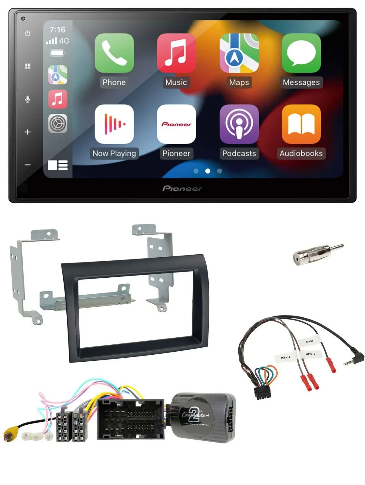 Автомагнитола Pioneer 2DIN, DAB, Bluetooth, USB, для Citroen Jumper (с 2014), черная, поддержка управления с руля