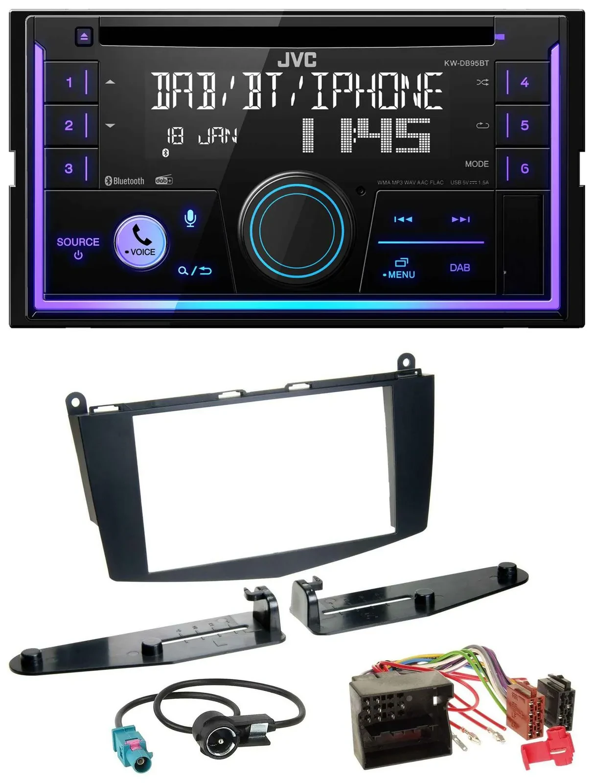 JVC MP3 USB 2DIN DAB Bluetooth CD Autoradio für Mercedes C-Klasse 07-11 ohne Tas