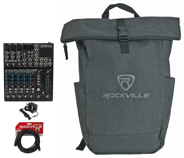 Mackie 802VLZ4 Mixer 8-Channel Compact Analog w/ 3 ONYX Preamps+Backpack+Cable