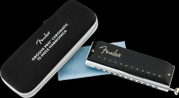 Fender Groove Pro Chromatic 12-Hole Harmonica, Key of C w/Zipper Case and Cloth