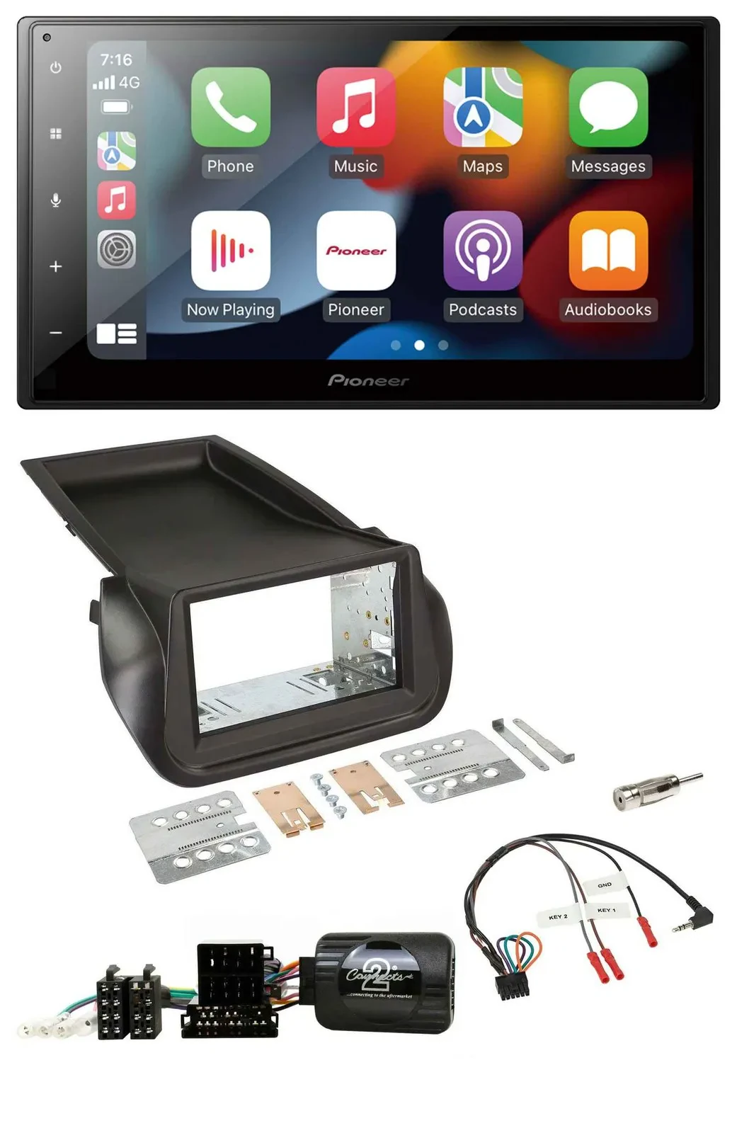 Pioneer DAB Bluetooth 2DIN USB Lenkrad Autoradio für Citroen Nemo Fiat Fiorino P