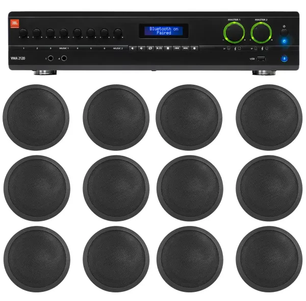 Потолочная акустика JBL CCL6T Black с усилителем (12 штук)