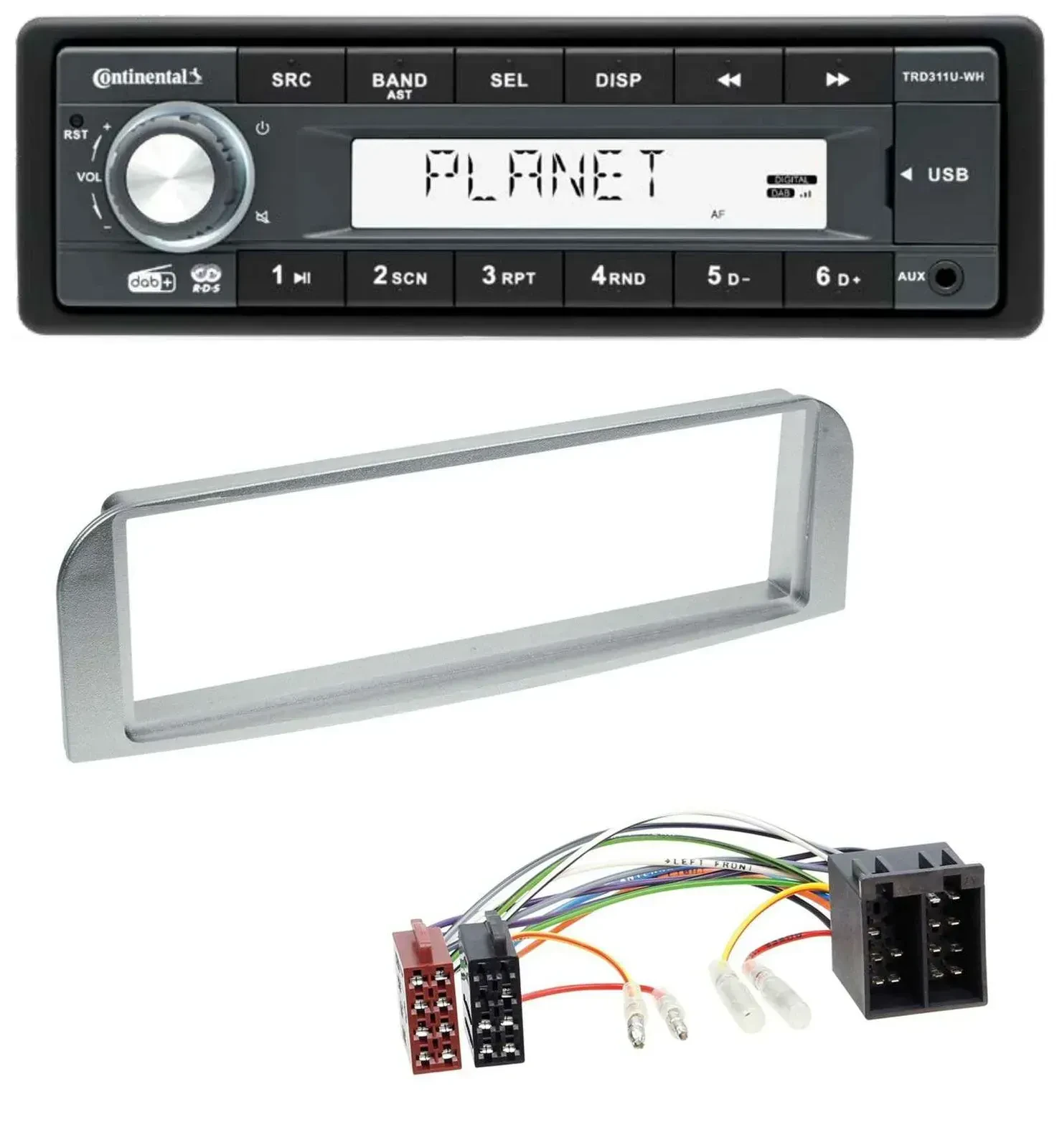 Continental MP3 AUX USB DAB 1DIN Autoradio für Alfa Romeo 147, GT - silbergrau