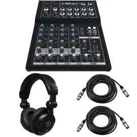 Mackie Mix8 8-Channel Compact Mixer, Bundle with TAPH100 Headphones and 2x XLR C