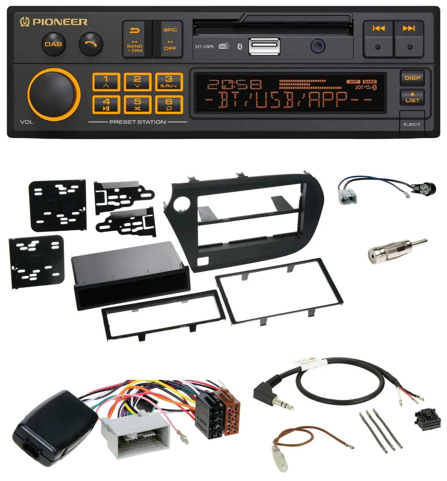Автомагнитола для Honda Insight (ZE2, 2009–2013) Pioneer DAB, USB, Bluetooth, поддержка управления с руля