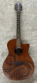 Luna Guitars Gypsy Tattoo Mahogany AcousticElectric Grand Concert Guitar Natural