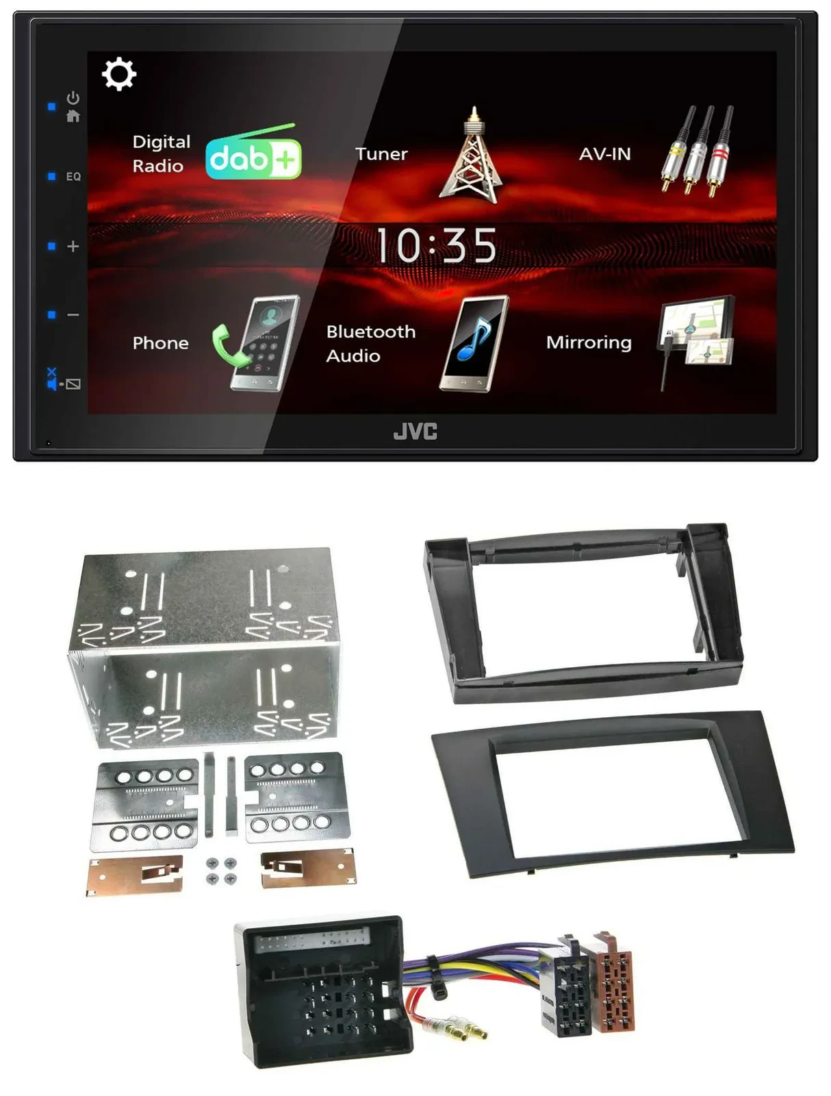 Автомагнитола 2DIN JVC USB Bluetooth MP3 DAB для Mercedes CLS, E‑Class (S211) 2003–2009