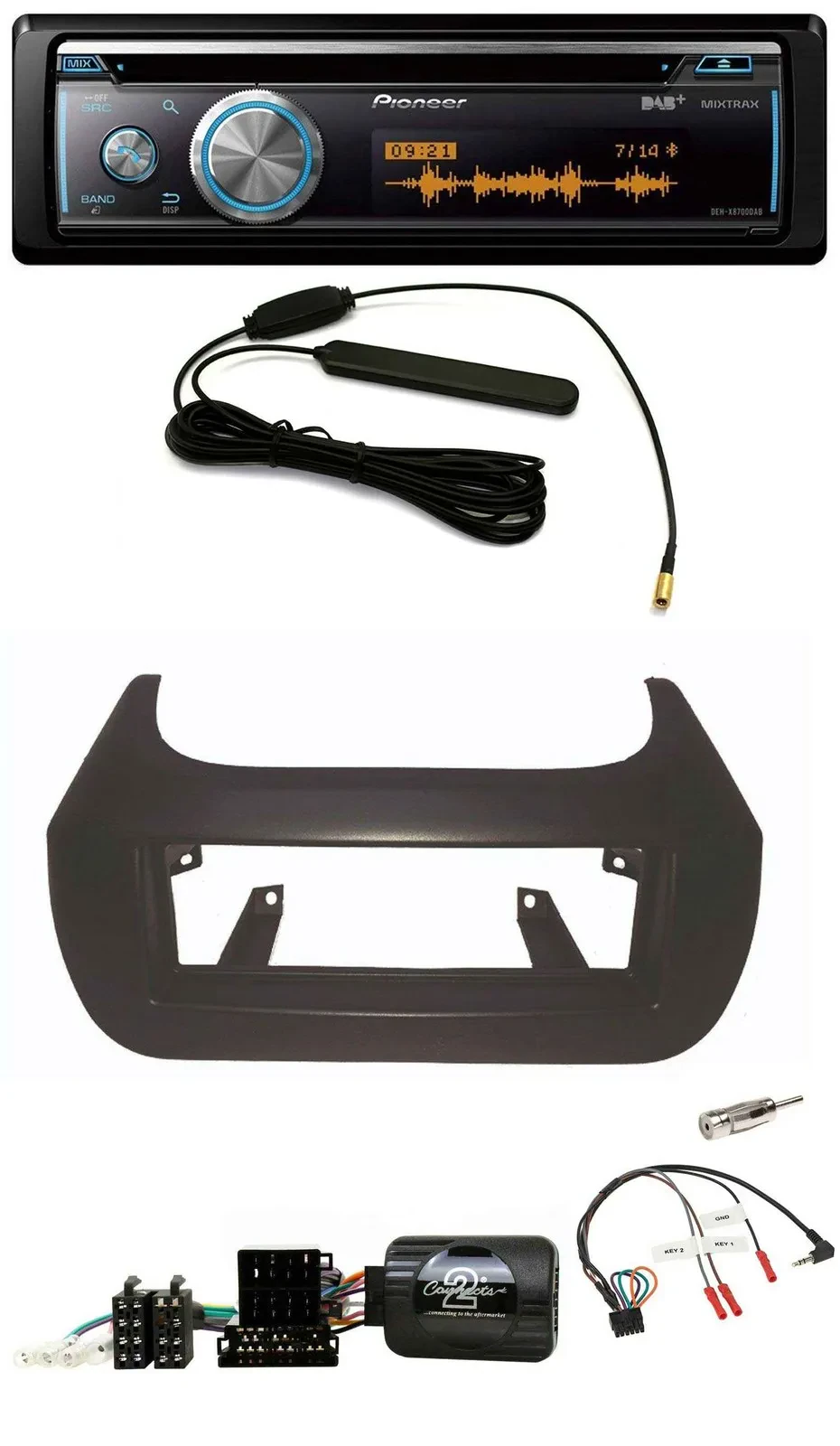 Pioneer CD USB Bluetooth DAB Lenkrad Autoradio für Citroen Nemo Fiat Fiorino Peu