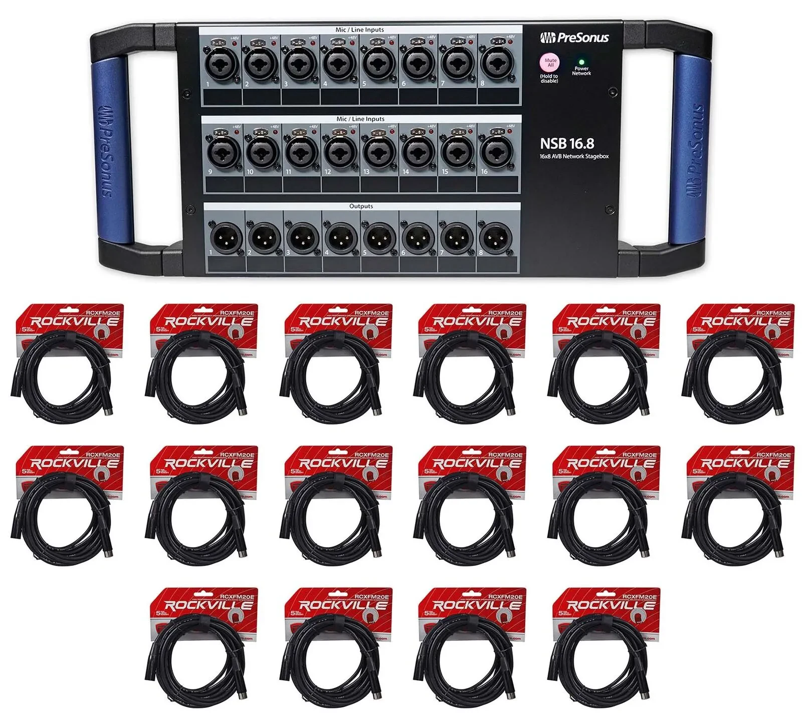 PRESONUS NSB 16.8 16x8 AVB Stagebox w/XMAX Preamps+(16) 20 Ft XLR Cables