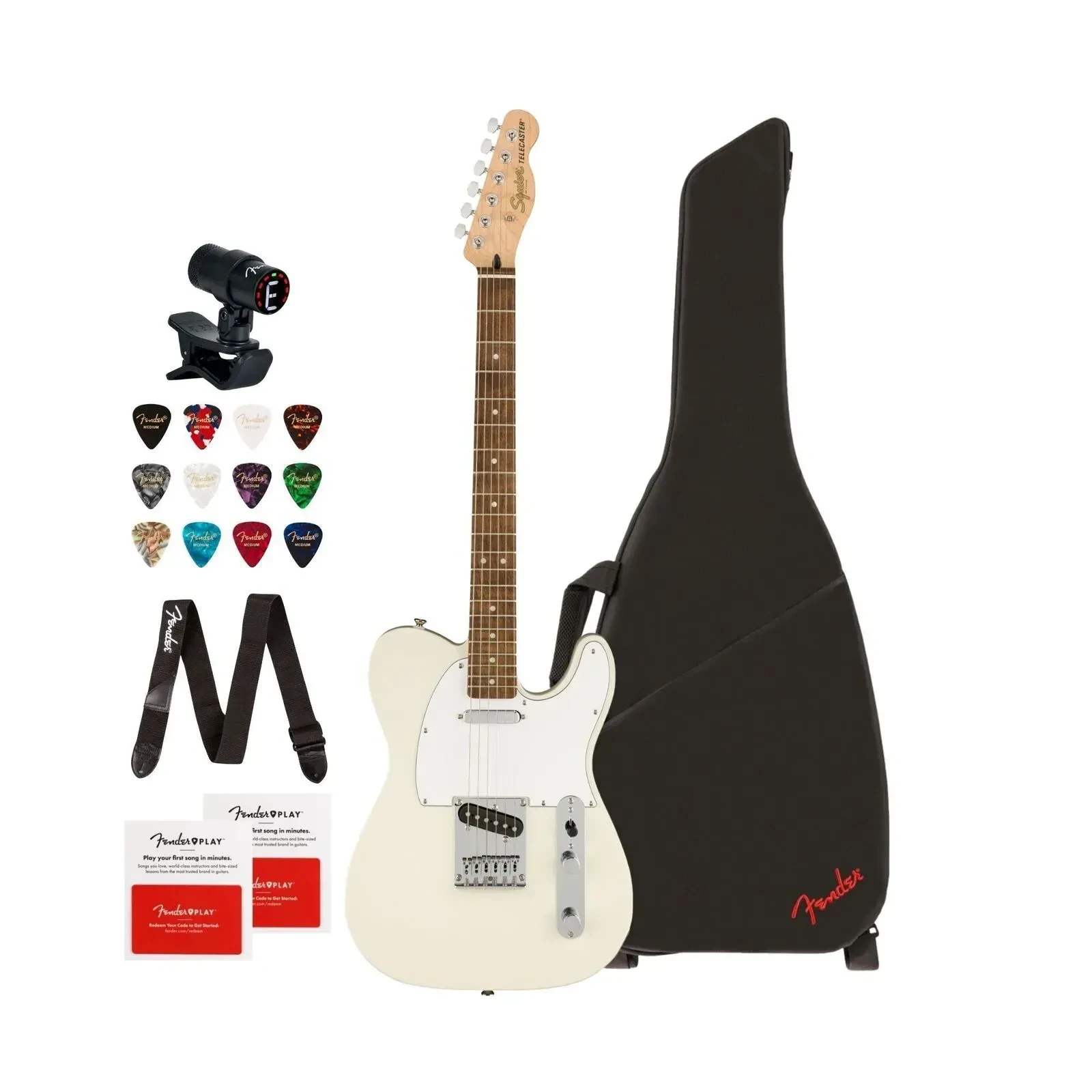Fender Squier Affinity Series Telecaster Electric Guitar White Bundle