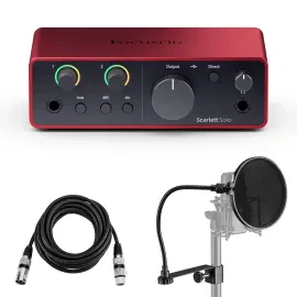 Focusrite Scarlett Solo 4th Gen USB Audio Interface with Software Suite, Bundle
