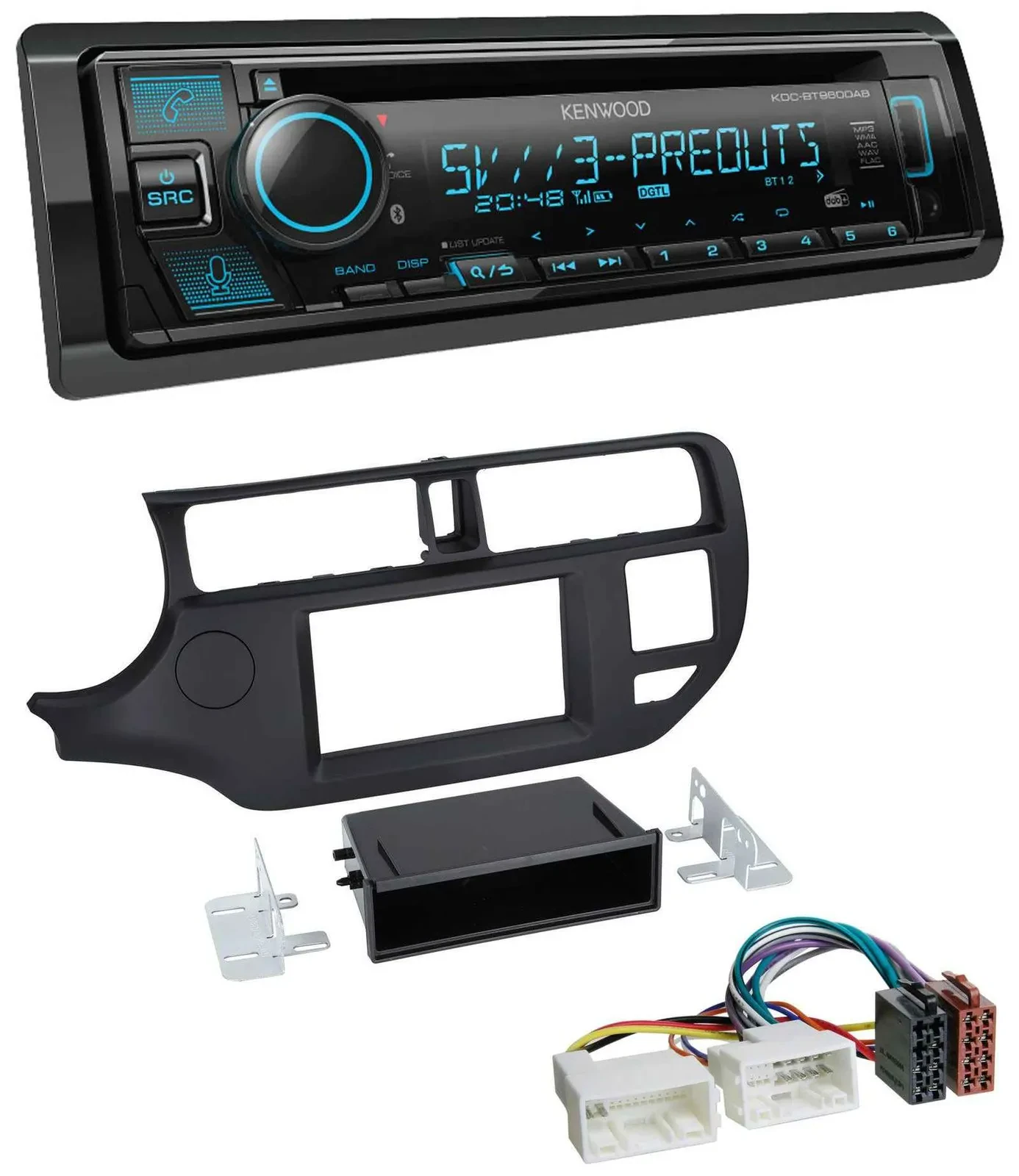 Kenwood Bluetooth USB CD MP3 DAB Autoradio für Kia Rio (UB 2011-2014) schwarz