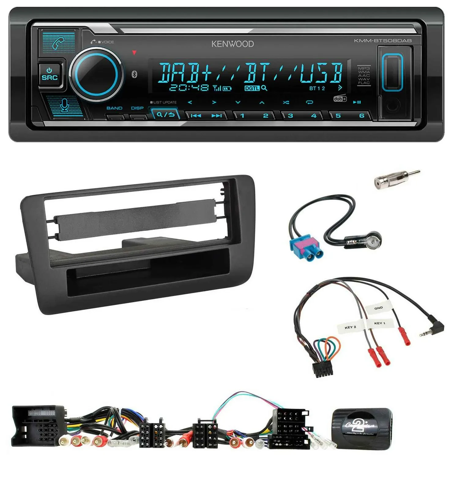 Kenwood Bluetooth Lenkrad DAB USB Autoradio für Audi A1 (2010-2019)