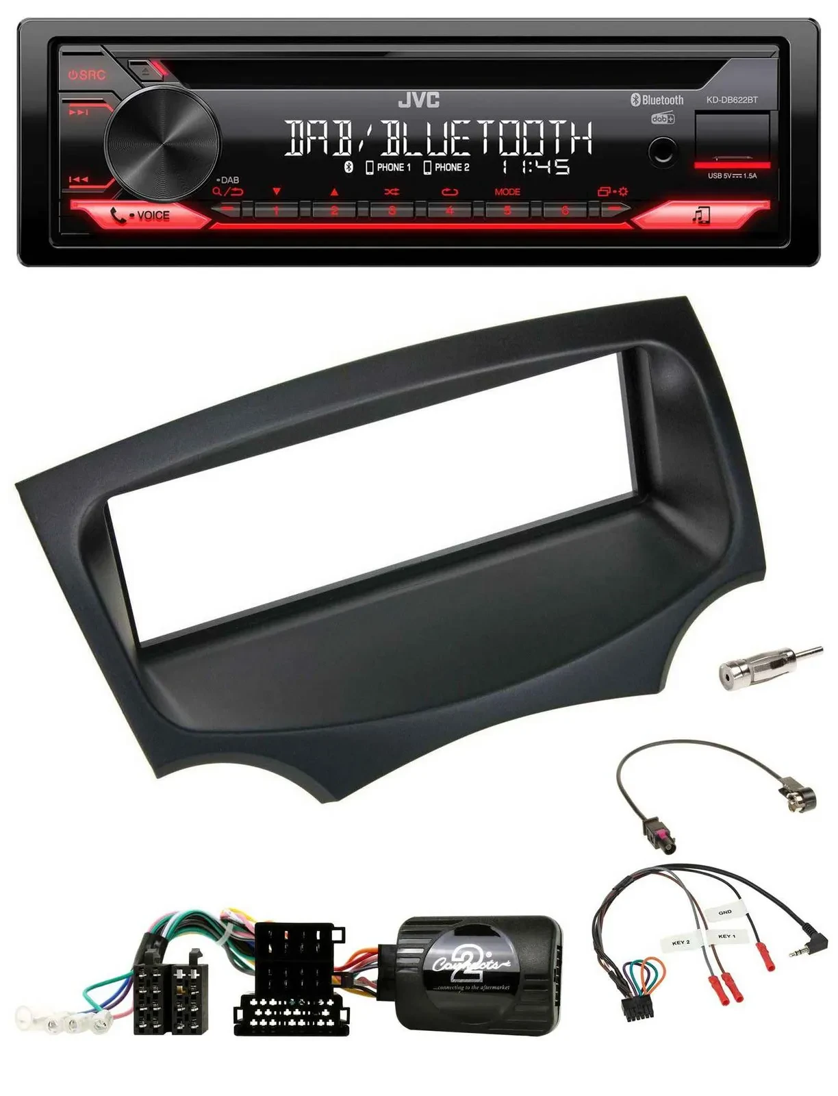 JVC CD DAB USB Bluetooth Lenkrad Autoradio für Ford Ka RU8 2008-2017