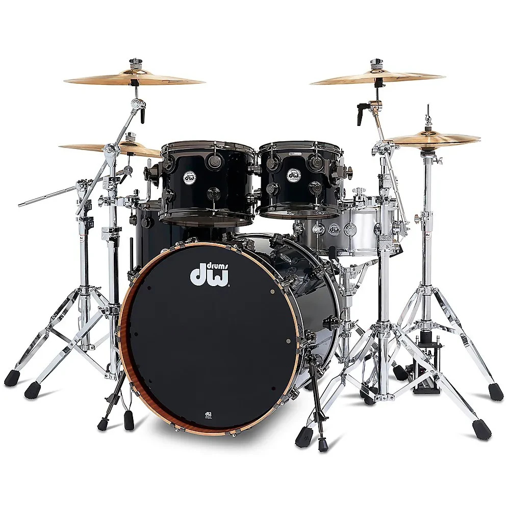 DW Collector's 4-Piece Maple/Mahogany Finish Ply Shell Pack Gloss Black