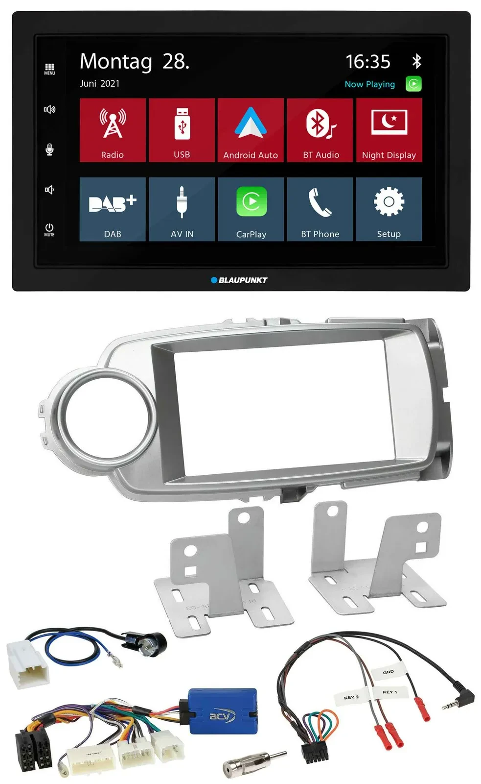 Автомагнитола Blaupunkt 2DIN Bluetooth DAB USB для Toyota Yaris 2011–2014 (совместима с кнопками на руле)