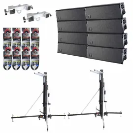 (8) DAS Event 210A Dual 10" Line Array Speakers with Stands and Cables