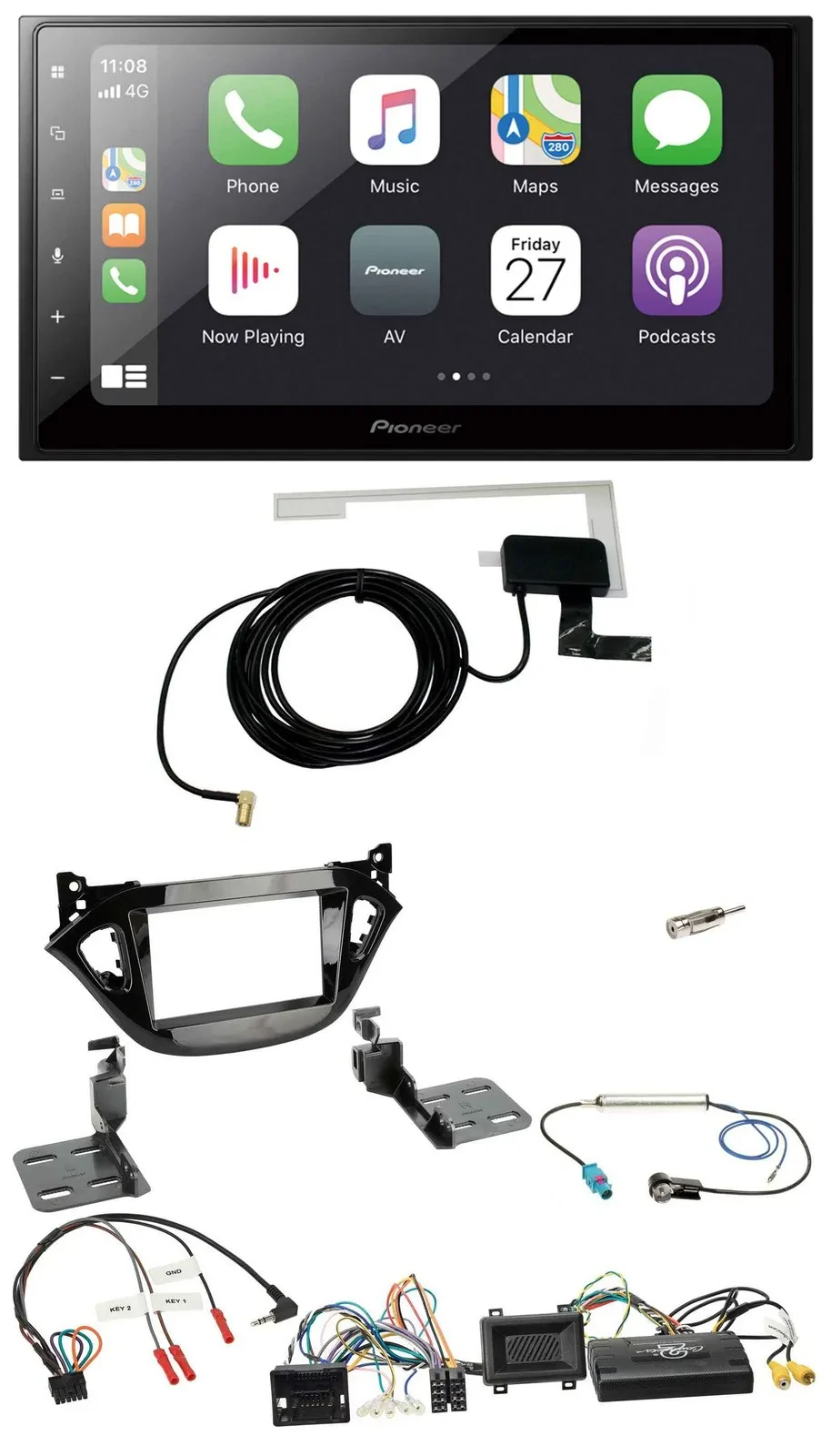 Pioneer USB Lenkrad 2DIN Bluetooth DAB Autoradio für Opel Adam Corsa E 2017-2019