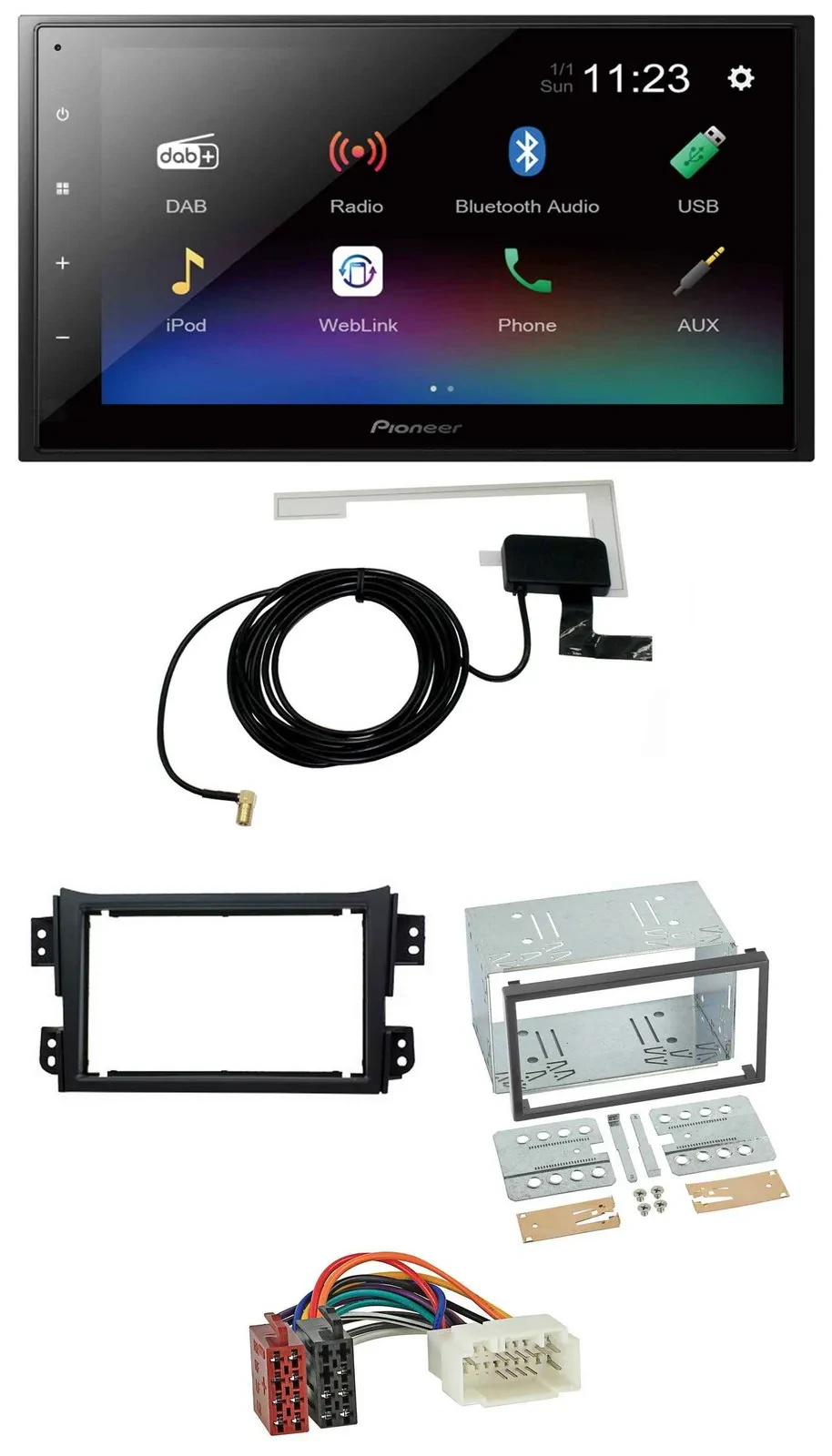 Pioneer DAB MP3 Bluetooth 2DIN USB Autoradio für Opel Agila B Suzuki Splash 2008