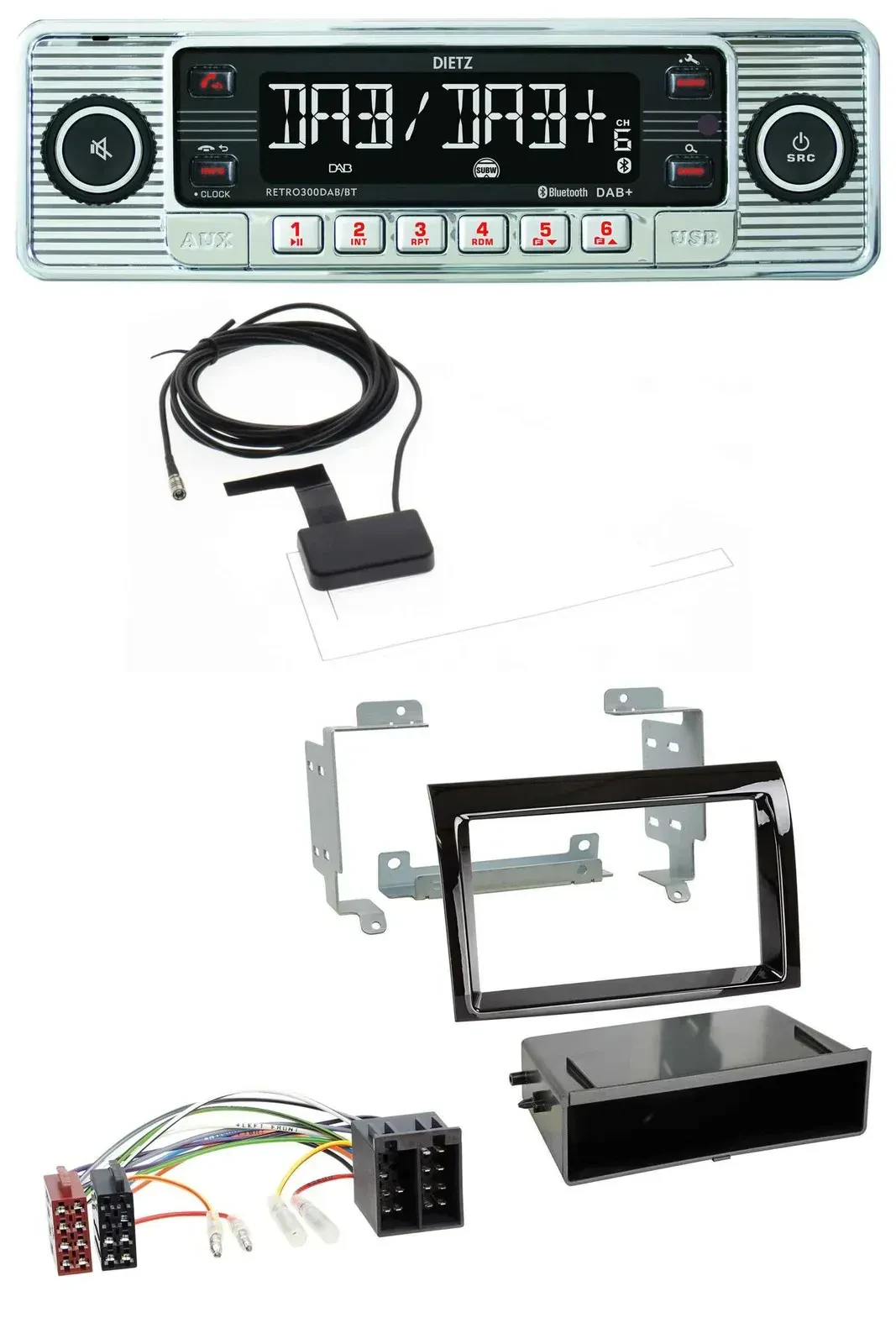 Автомагнитола Dietz Bluetooth USB MP3 DAB для Fiat Ducato (2006–2010) чёрный глянец