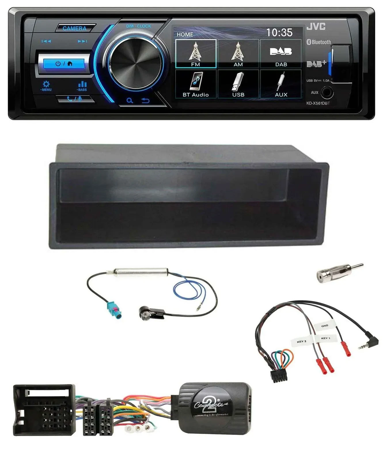 JVC Bluetooth Lenkrad USB DAB Autoradio für VW Polo Passat Ablagefach