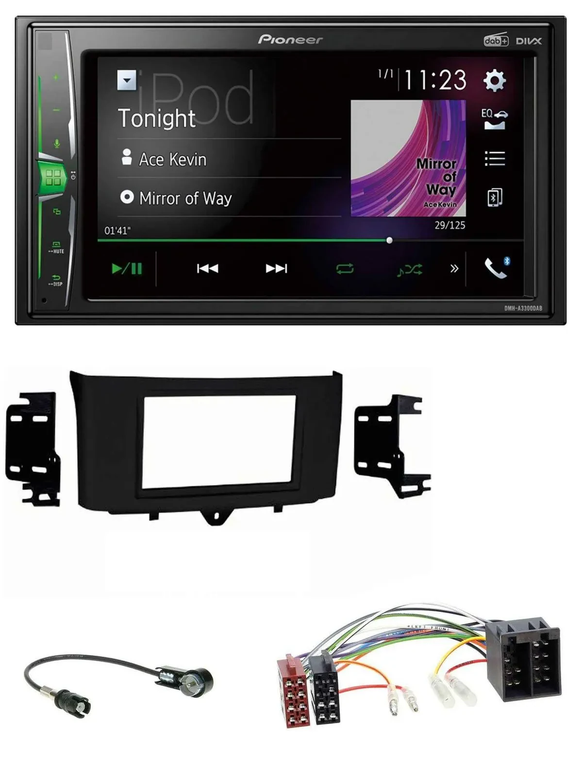 Pioneer 2DIN MP3 DAB USB Bluetooth Autoradio für Smart ForTwo 10-15 ISO Profiver