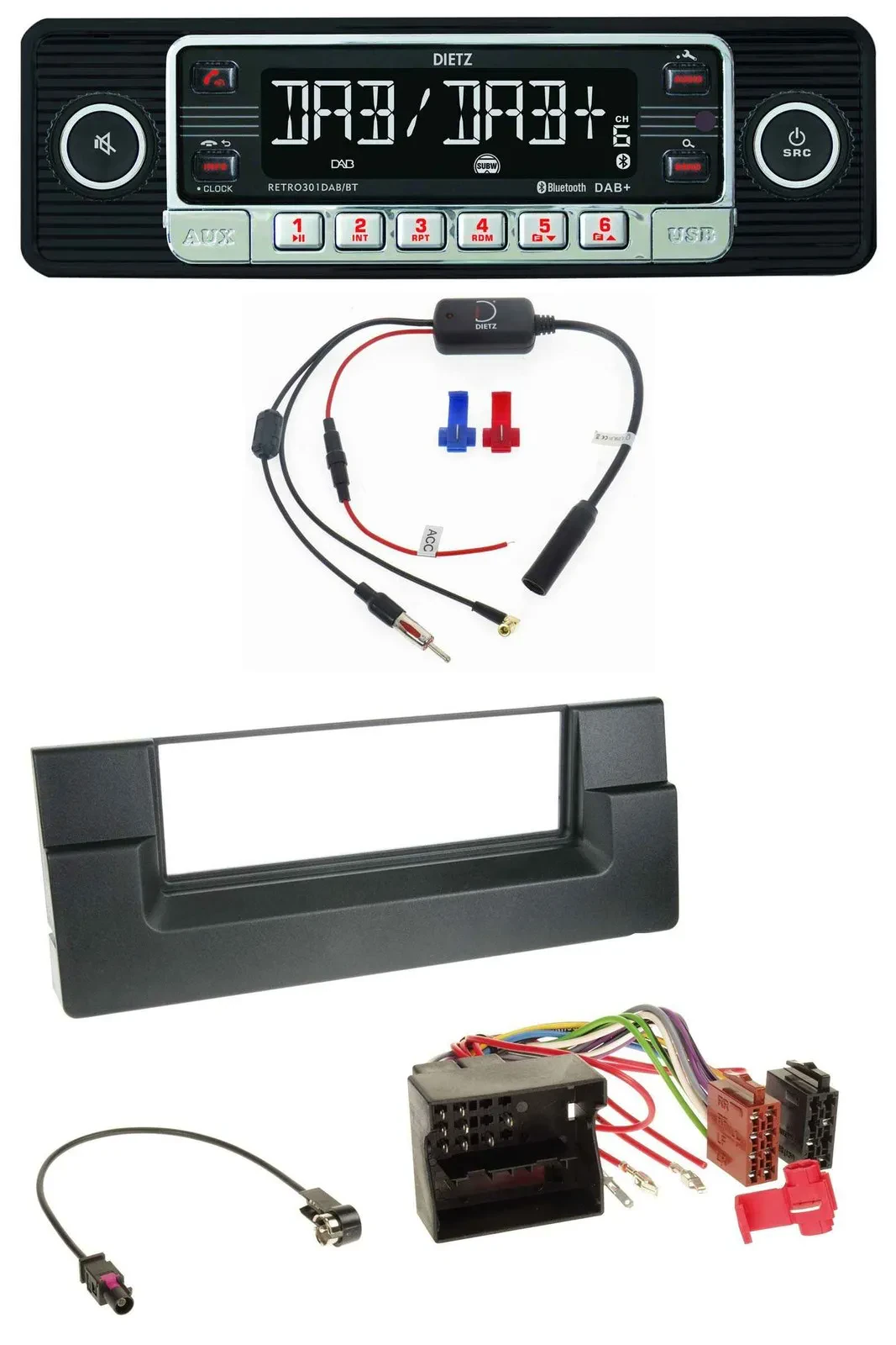Dietz MP3 DAB Bluetooth USB Autoradio für BMW 5er (E39) X5 (E53) Quadlock