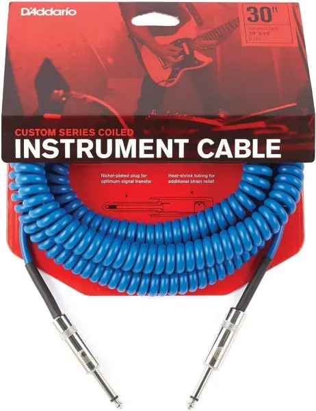 Инструментальный кабель Planet Waves PW-CDG-30BU Custom Series Coiled Blue 9.1 м