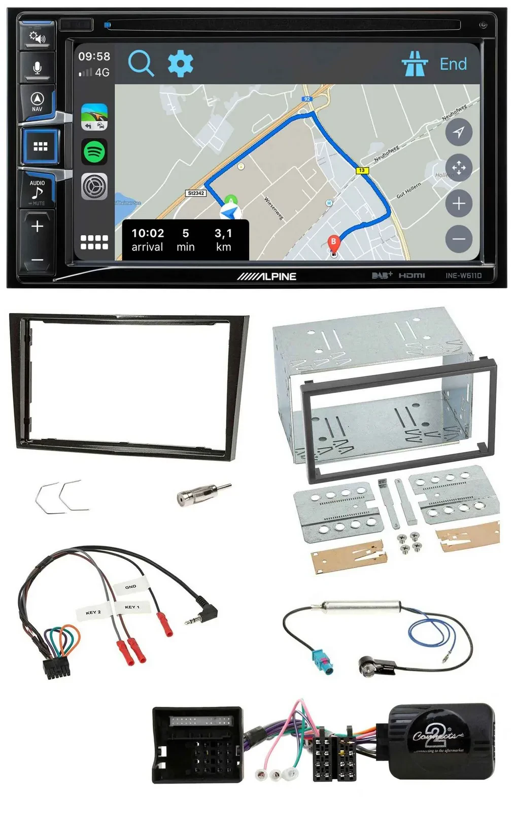 Alpine DAB TMC Bluetooth 2DIN USB Lenkrad Navigation für Opel Zafira Corsa D Ast