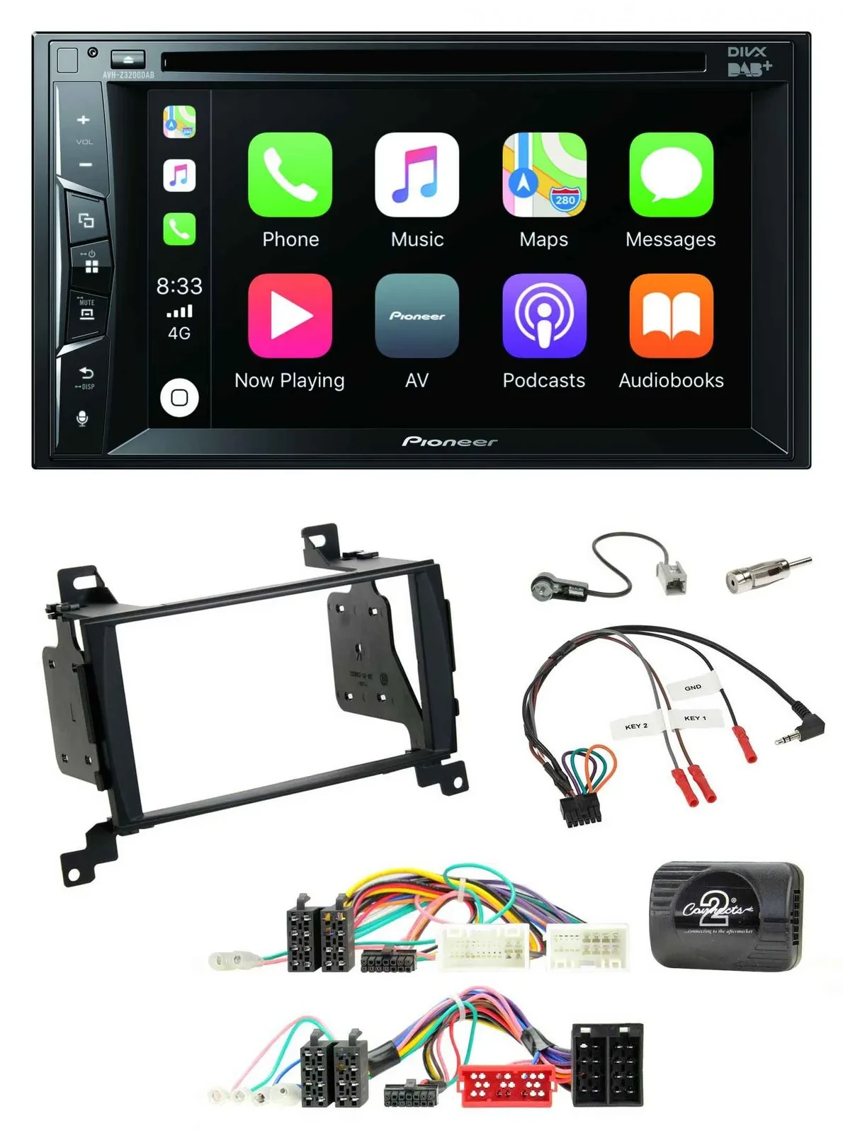 Pioneer Lenkrad USB DVD Bluetooth DAB 2DIN Autoradio für Hyundai Santa Fe 2010-2