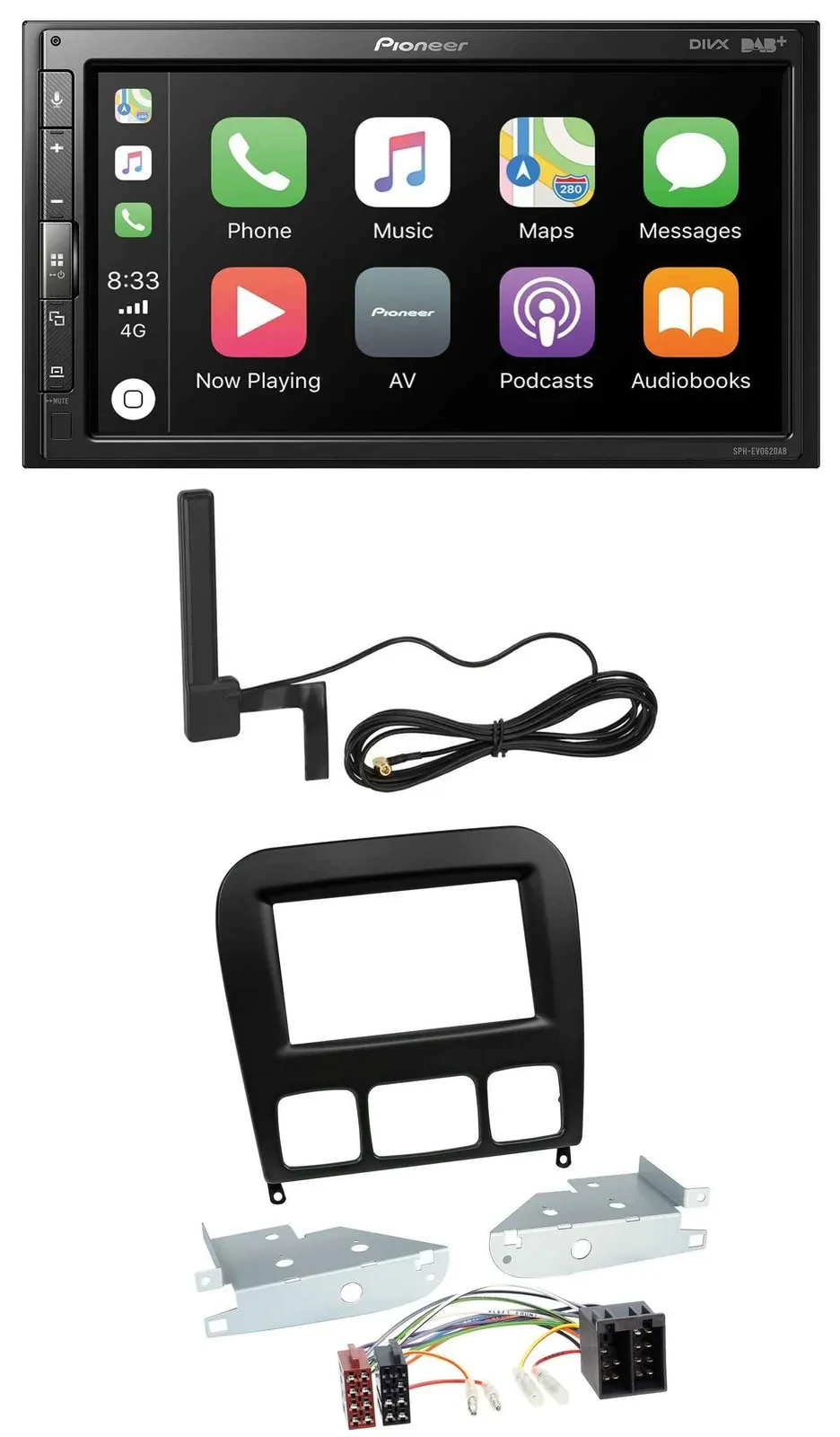 Автомагнитола Pioneer 2-DIN USB Bluetooth DAB MP3 для Mercedes S-Class (1998–2005), черный