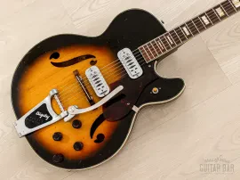 1959 Harmony Meteor H70, Airline-branded Vintage Guitar Sunburst w/ Gold Foil