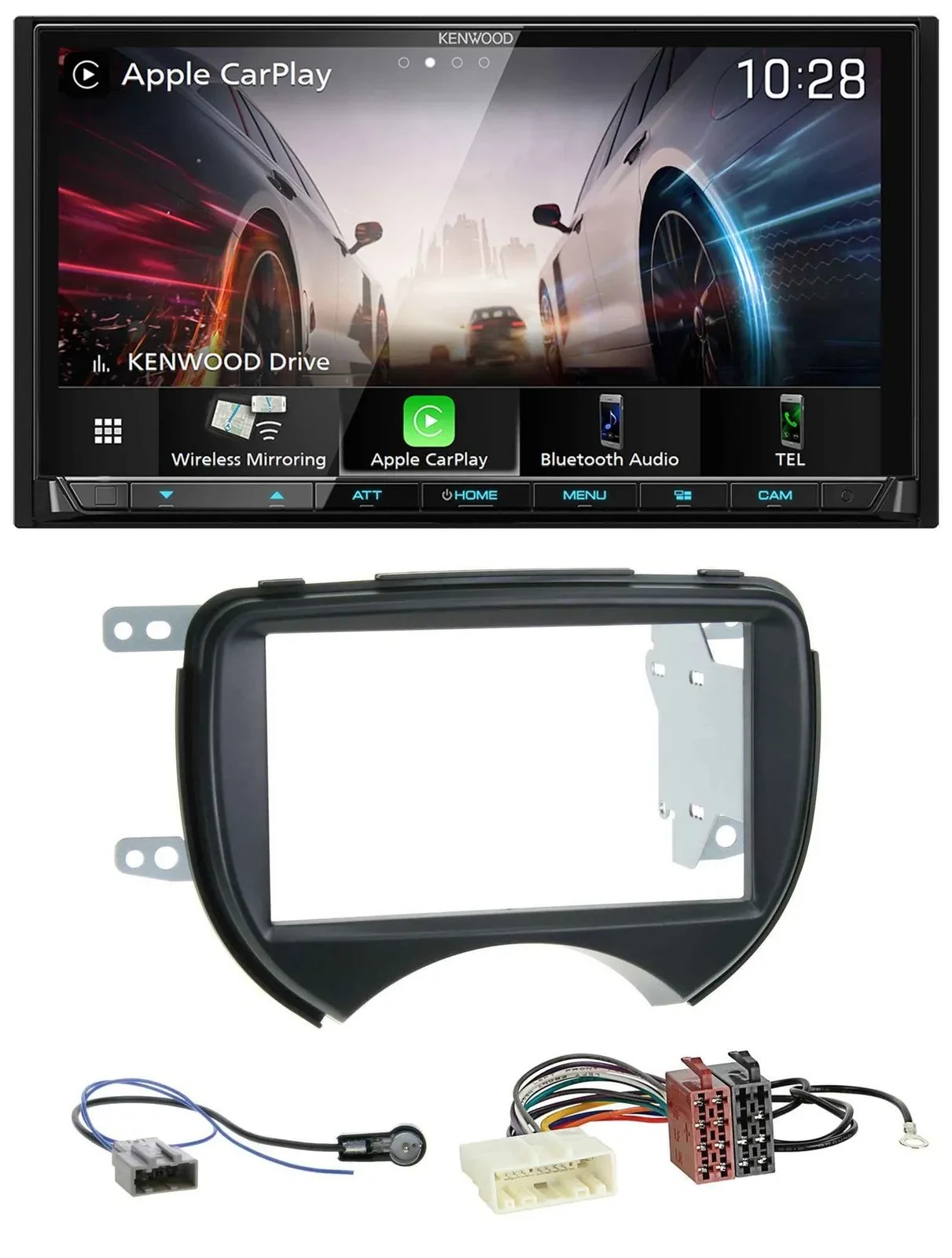 Kenwood MP3 2DIN USB DAB Bluetooth Autoradio für Nissan Micra 10-13 schwarz