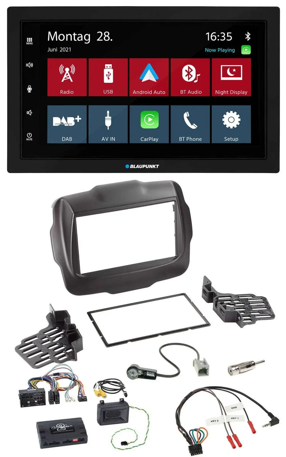 Blaupunkt Lenkrad Bluetooth DAB 2DIN USB Autoradio für Jeep Renegade ab 2015