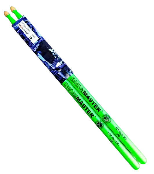 Барабанные палочки DRUMMASTER Fluoresent series American Hickory 2B GREEN флуоресцентные, зеленые